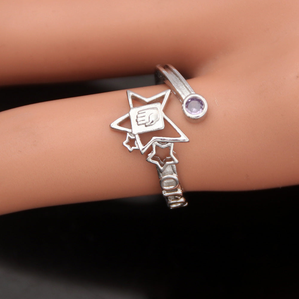 Anime JoJo's Bizarre Adventure Anime JoJo's Bizarre Adventure Josuke Higashikata Star Ring Stand Platinum Heart COS Ring